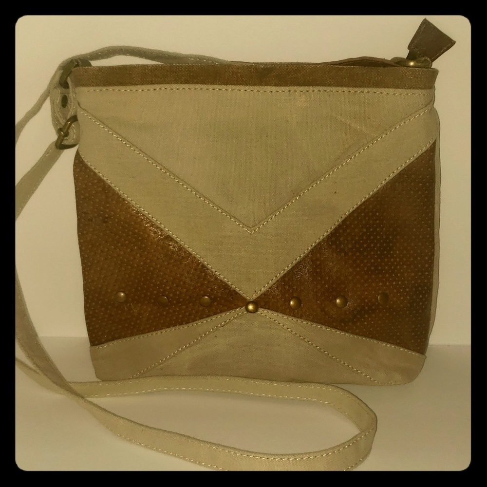 Mona B. Crossbody Bag NWOT brown tan Upcycled